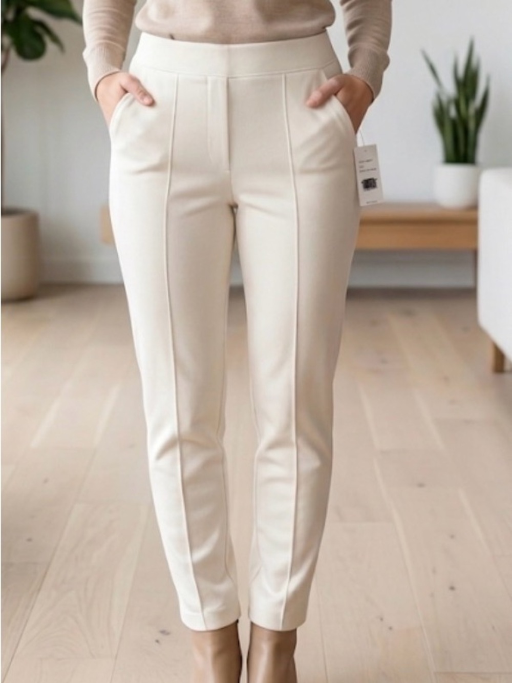 NWT Zac & Rachel Coconut Milk Sueded Feel Pull On Pants Large